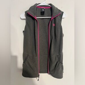The North Face Gray Vest with Pink Trim